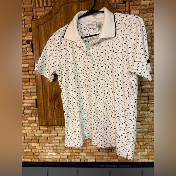 Y2K Liz Clairborne Liz Golf golf club print cotton polo size small - Picture 2 of 7